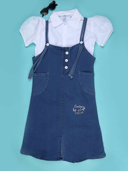 Girl Blue Denim Dungaree Dress Frock