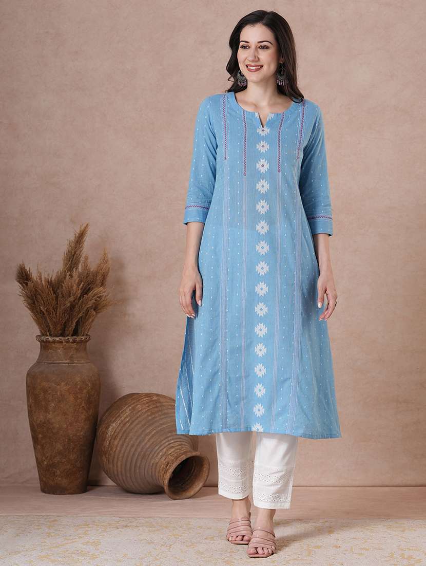 women three quarter sleeve a-line kurta