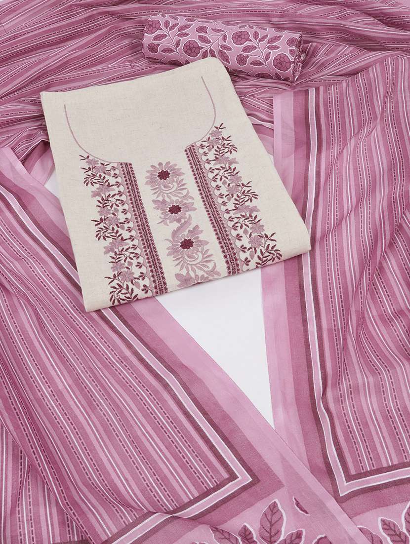 women solid with work unstitched suit set