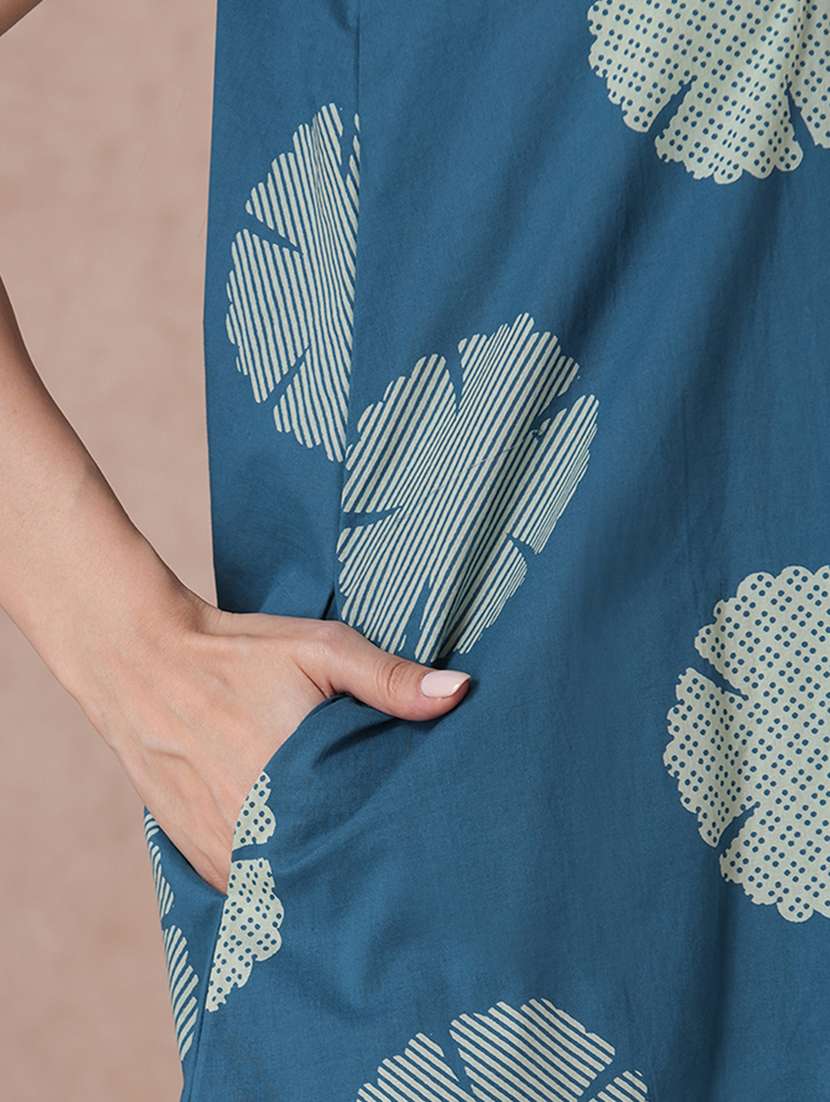 women blue cotton a-line ethnic dress - 22463540 -  Standard Image - 5