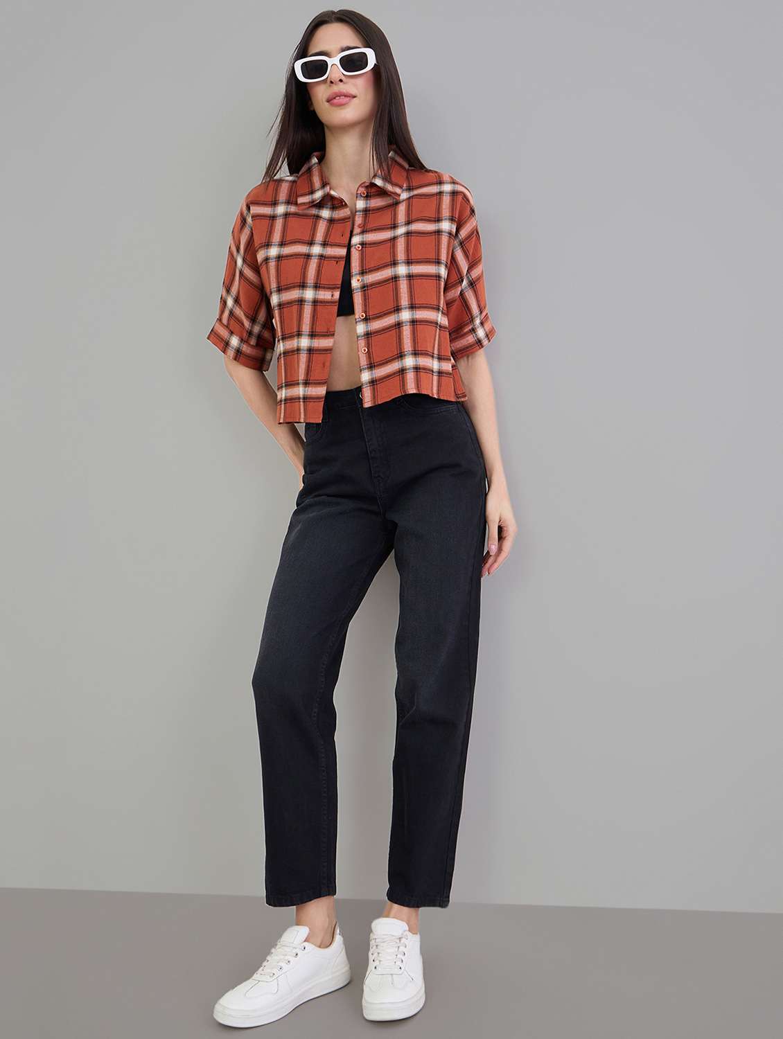 rust cotton crop shirt - 22463549 -  Standard Image - 5
