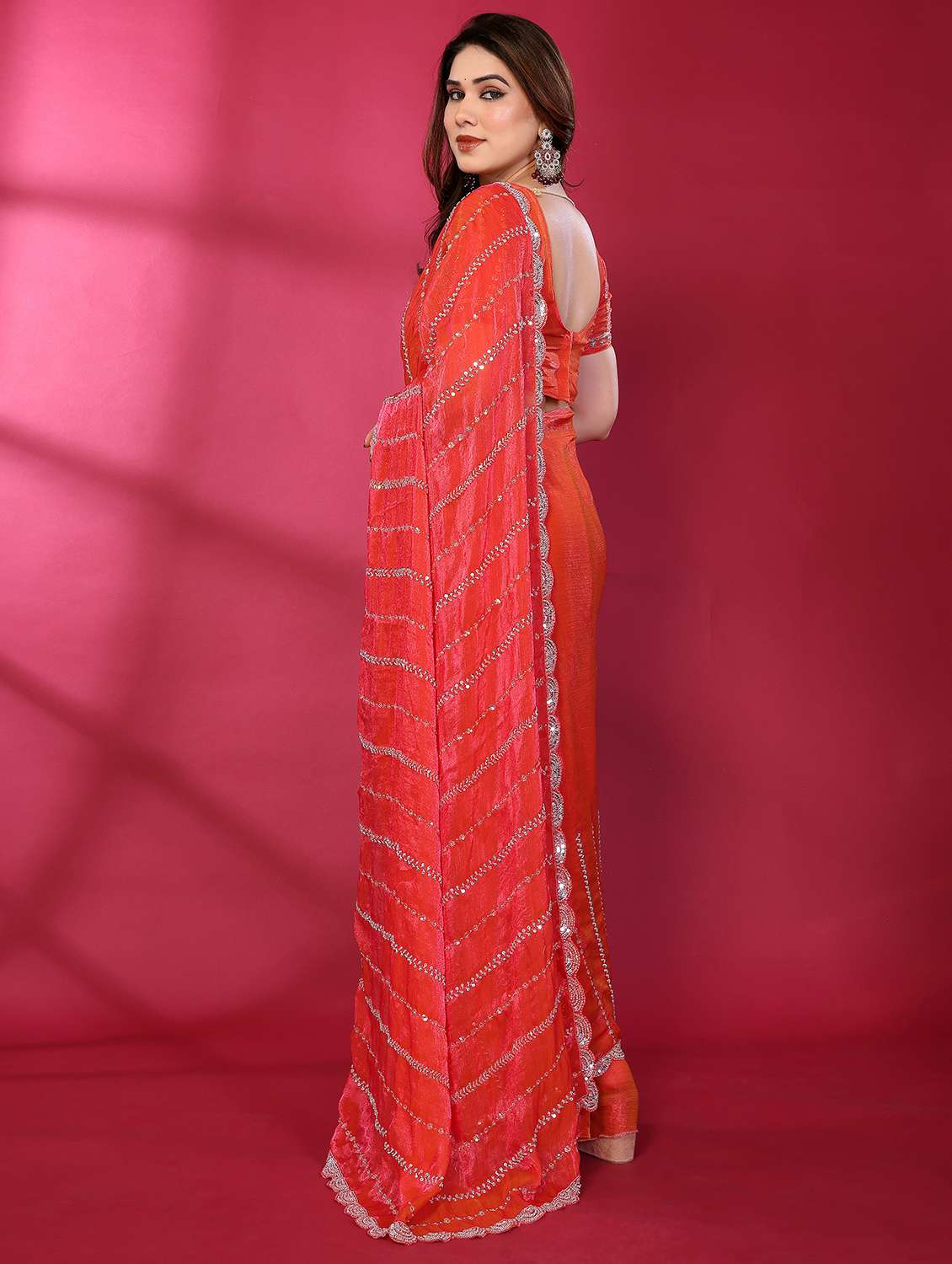 women solid with work embroidered saree with blouse - 22463552 -  Standard Image - 3