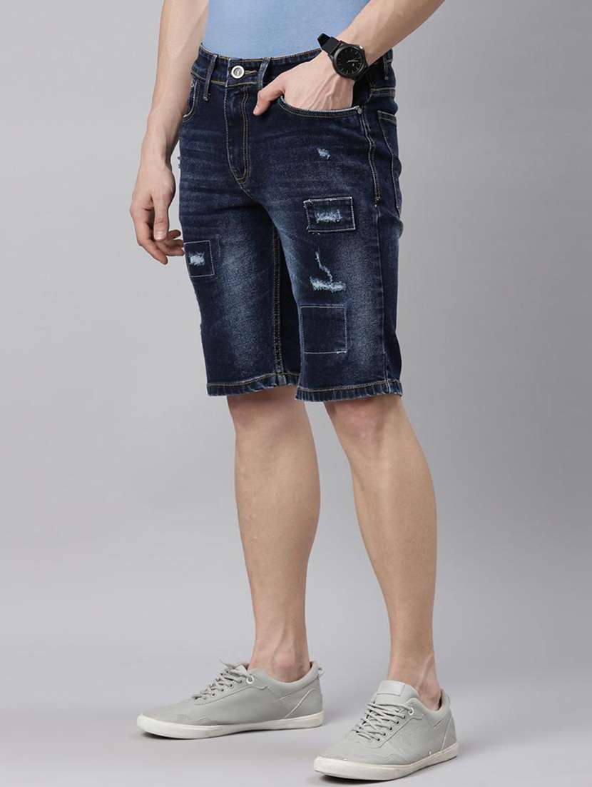men distress mid rise regular fit shorts - 22463569 -  Standard Image - 3