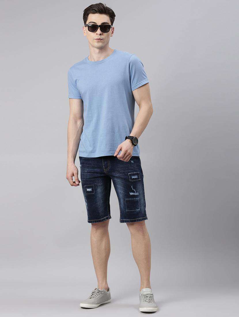 men distress mid rise regular fit shorts - 22463569 -  Standard Image - 5