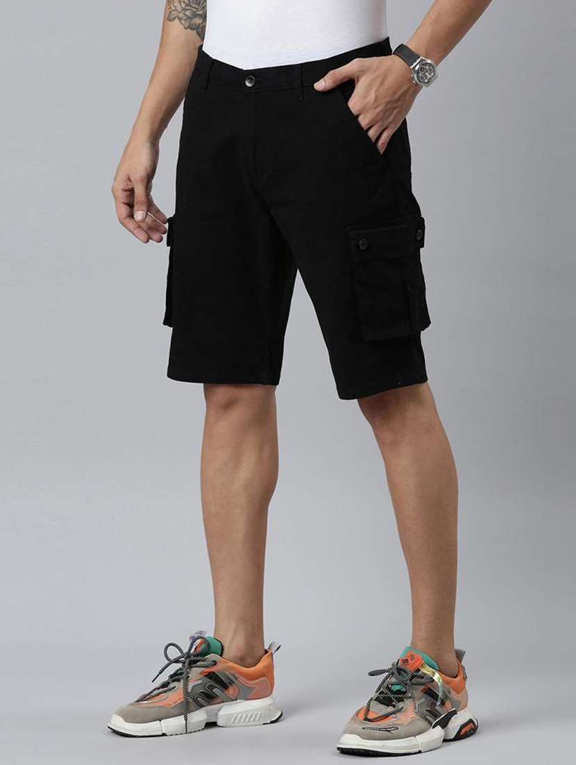 black cotton blend cargo style shorts - 22463572 -  Standard Image - 3