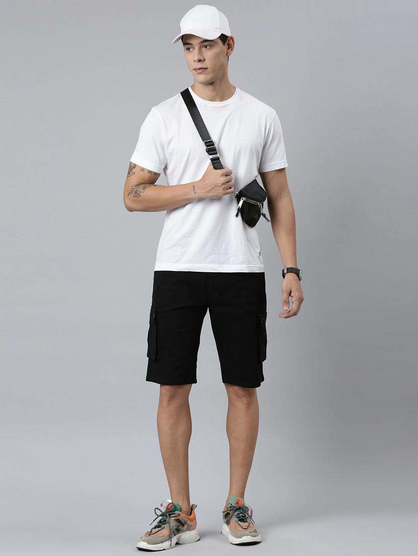 black cotton blend cargo style shorts - 22463572 -  Standard Image - 5