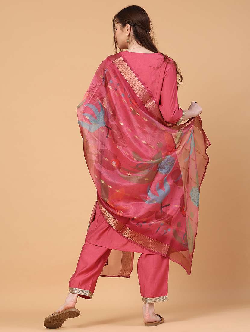 women pink kurta pant set - 22463613 -  Standard Image - 3