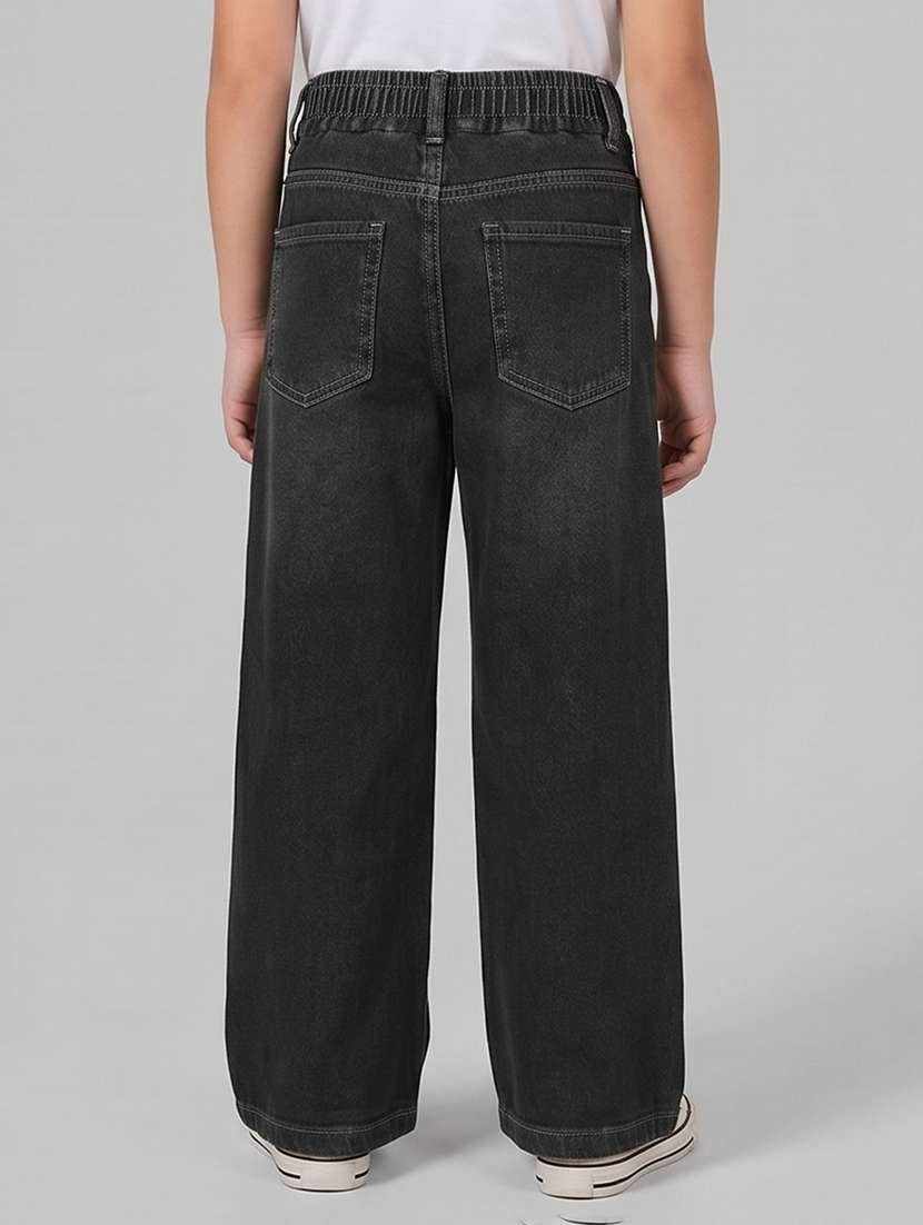 girls washed mid rise wide leg jeans - 22463814 -  Standard Image - 3
