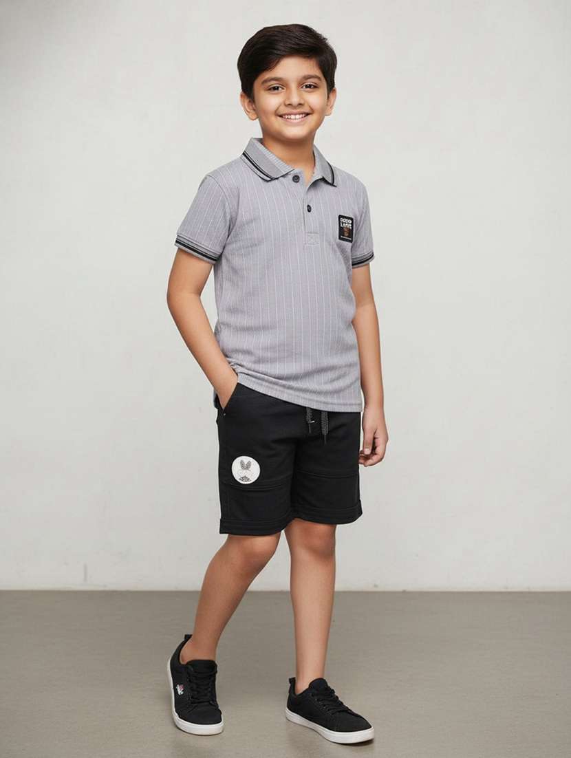 boys self design short sleeves t-shirt and shorts set