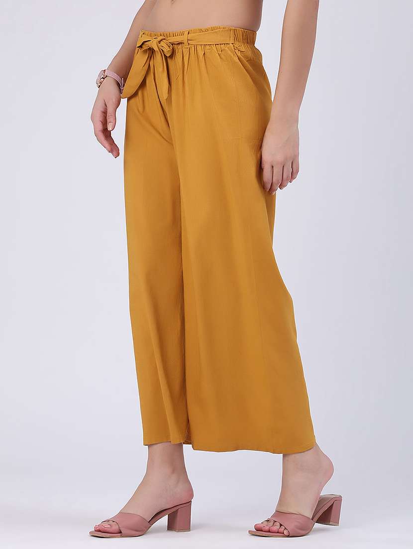women solid high rise wide leg trouser - 22464033 -  Standard Image - 3