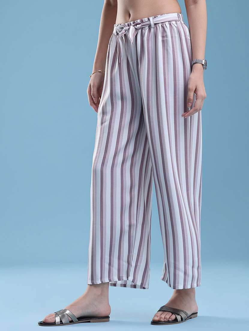 women printed mid rise wide leg trouser - 22464046 -  Standard Image - 3