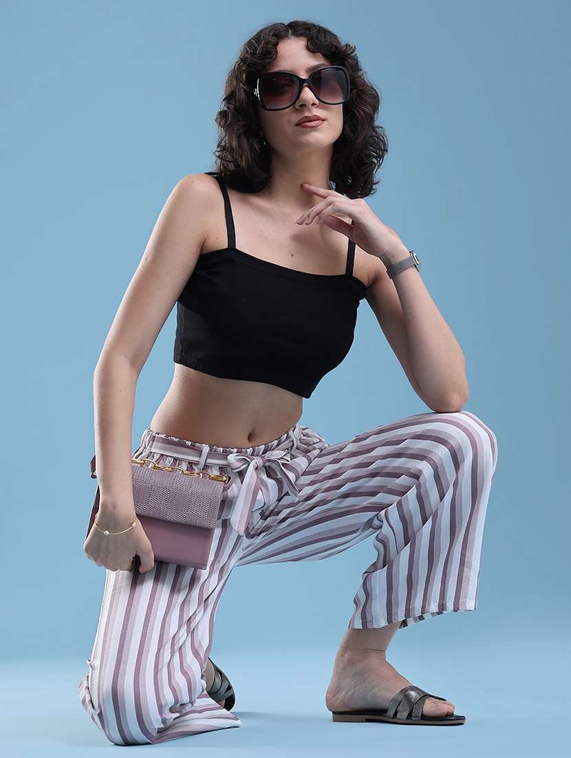 women printed mid rise wide leg trouser - 22464046 -  Standard Image - 5
