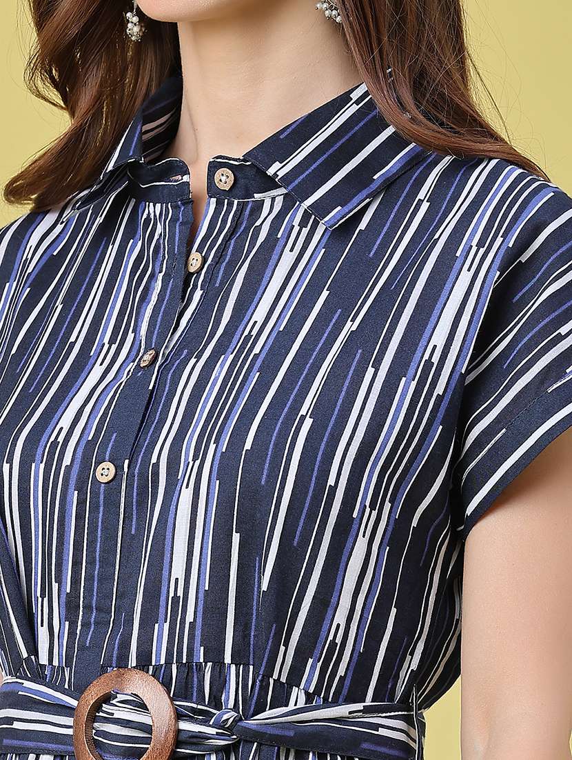 women printed short sleeves tiered dress - 22464077 -  Standard Image - 5