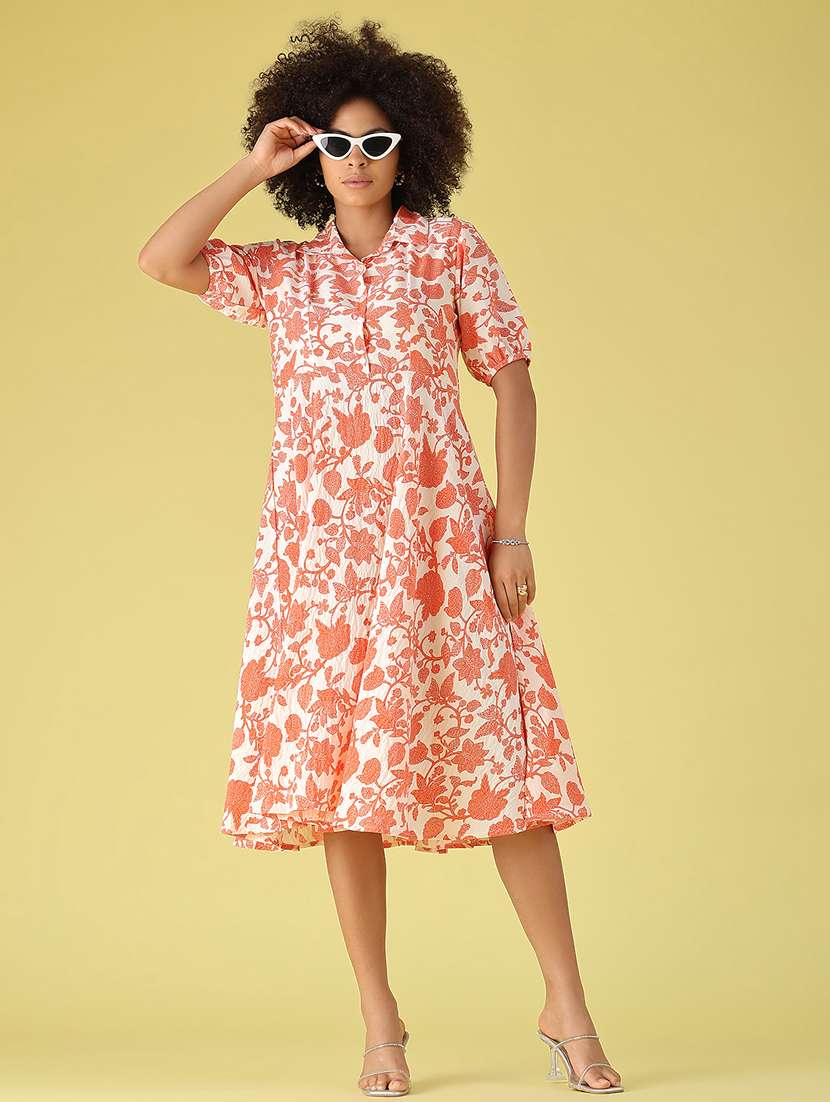 Women Printed Short Sleeves Fit And Flare Dress - 22464082 -  Standard Image - 5