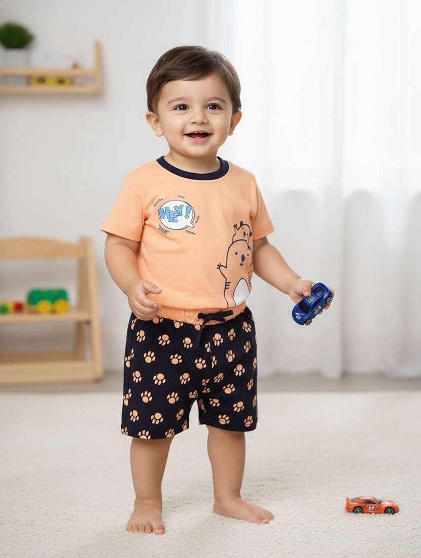 kids printed short sleeves t-shirt and shorts set