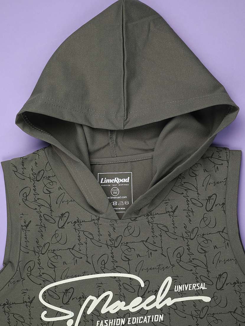 Boys Printed Sleeveless Hooded T-shirt - 22464254 -  Standard Image - 3