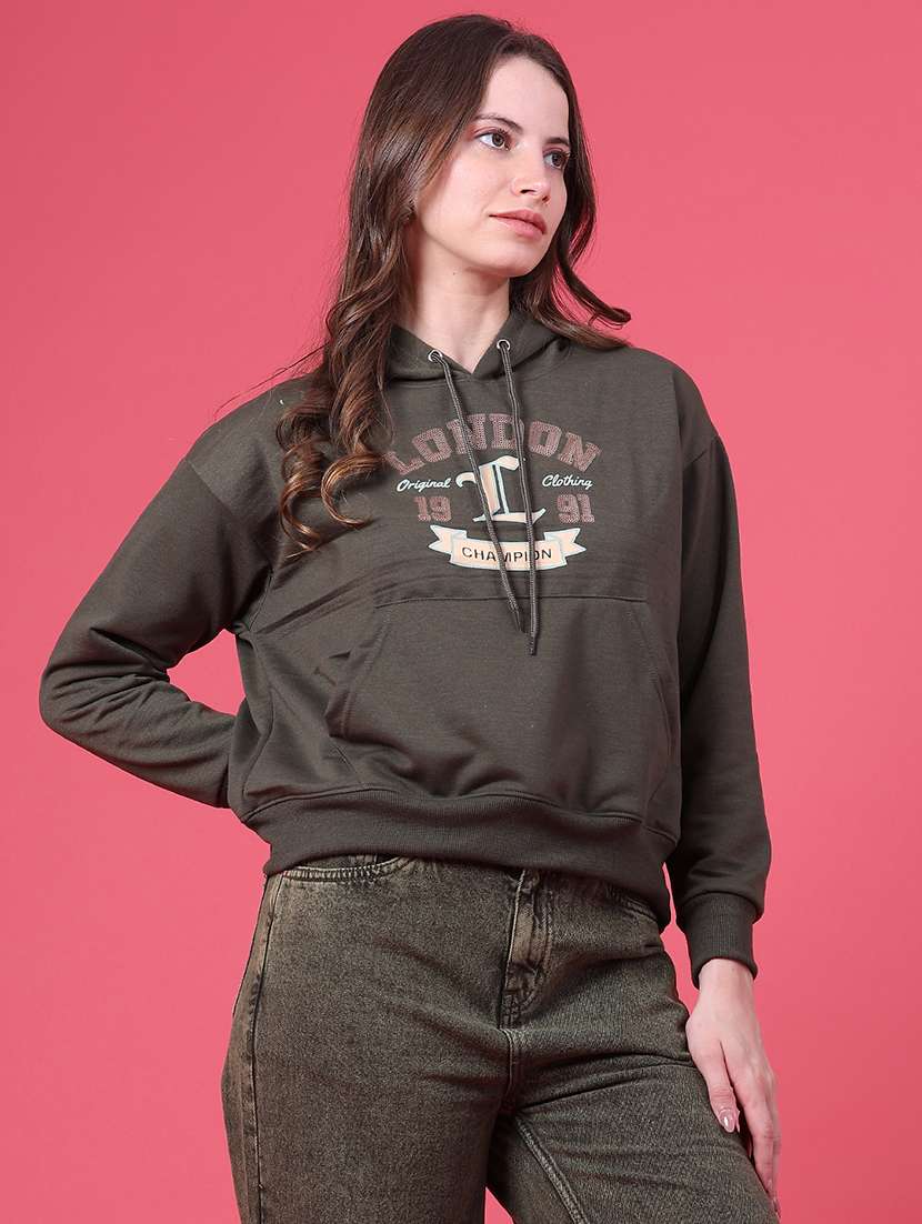 Women Printed Long Sleeves Hooded Sweatshirt - 22464265 -  Standard Image - 3