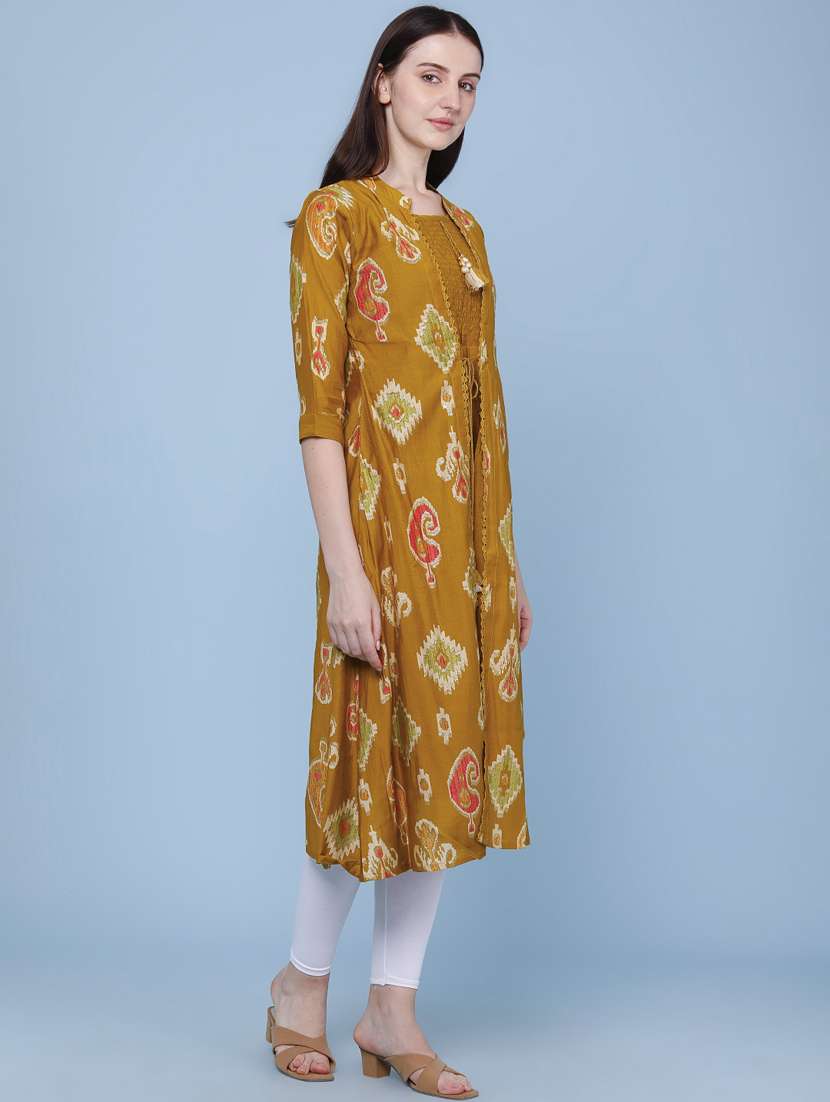 women printed three quarter sleeve kurta - 22464285 -  Standard Image - 3