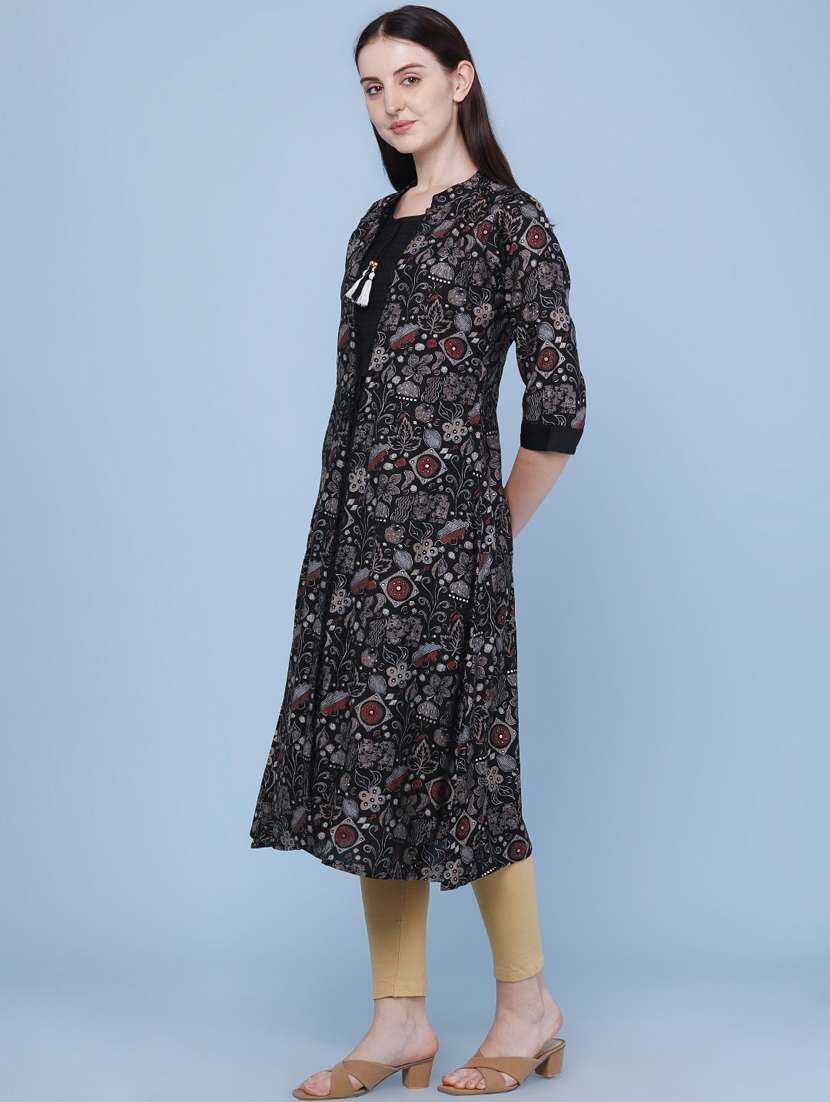 women printed three quarter sleeve kurta - 22464287 -  Standard Image - 3