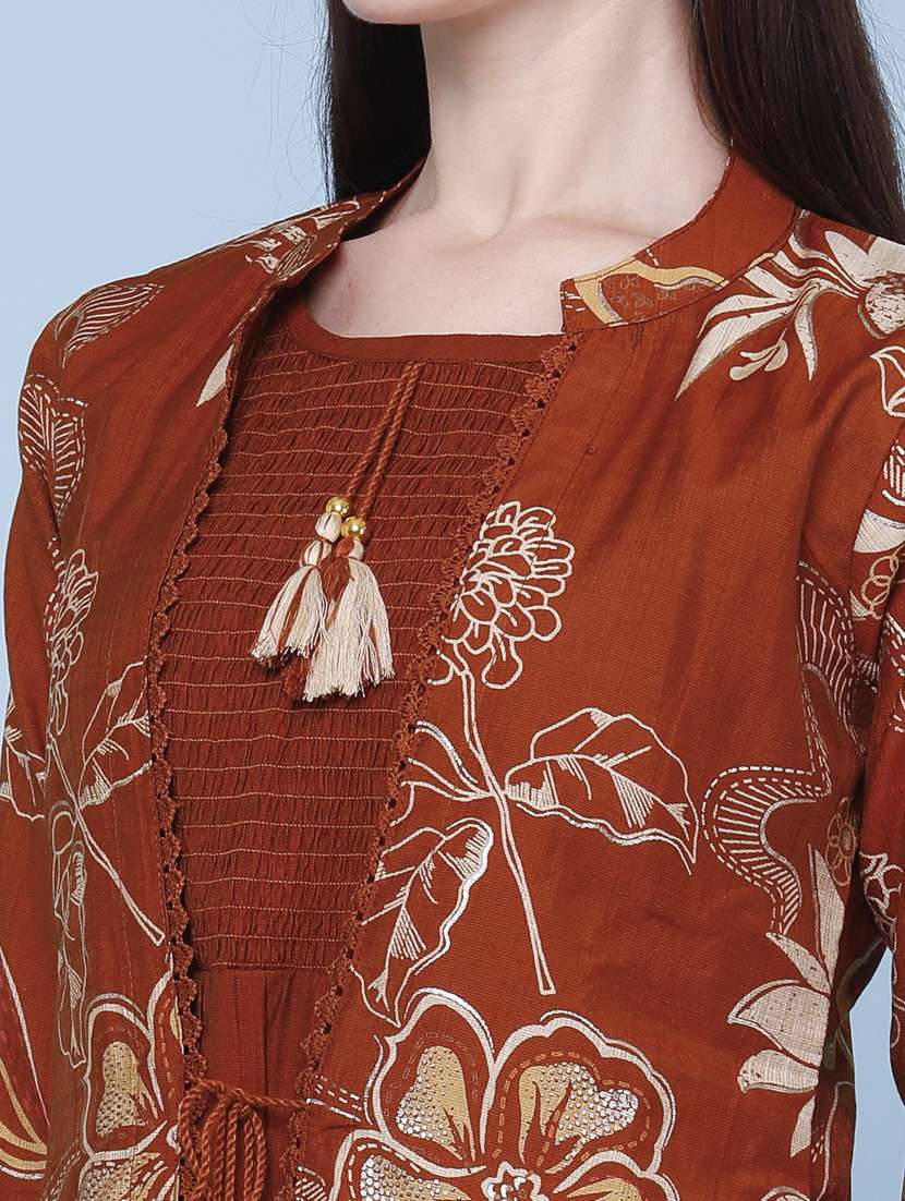 women printed three quarter sleeve kurta - 22464288 -  Standard Image - 5
