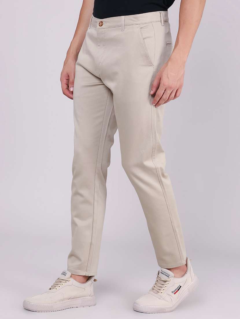 Men Solid Mid Rise Chinos Casual Trouser - 22464419 -  Standard Image - 3