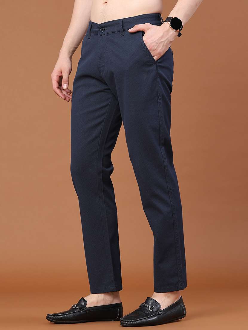 Men Solid Mid Rise Chinos Casual Trouser - 22464421 -  Standard Image - 3