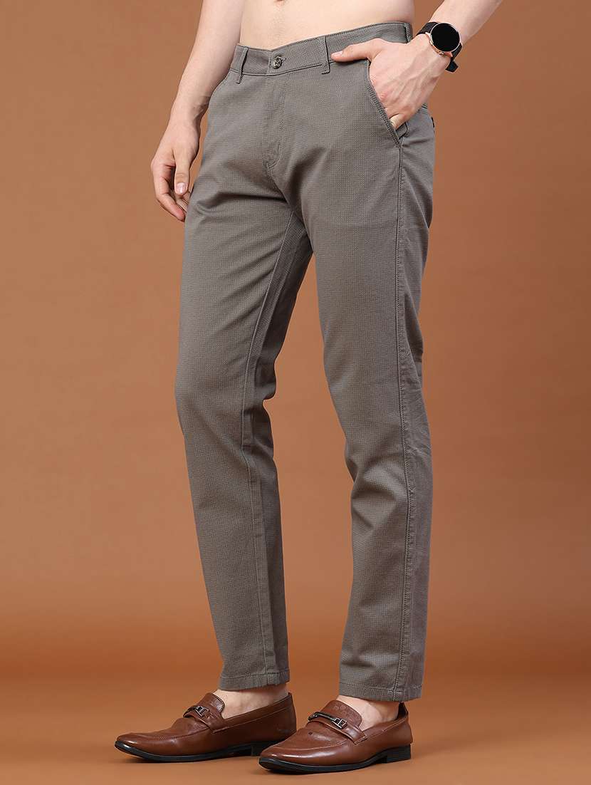 Men Solid Mid Rise Chinos Casual Trouser - 22464426 -  Standard Image - 3