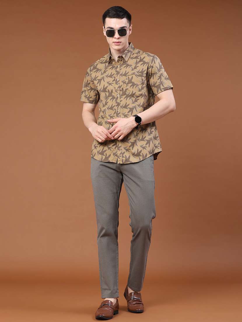 Men Solid Mid Rise Chinos Casual Trouser - 22464426 -  Standard Image - 5