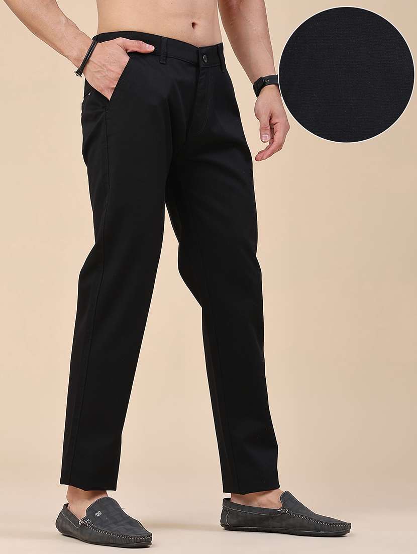 Men Solid Mid Rise Chinos Casual Trouser - 22464430 -  Standard Image - 3