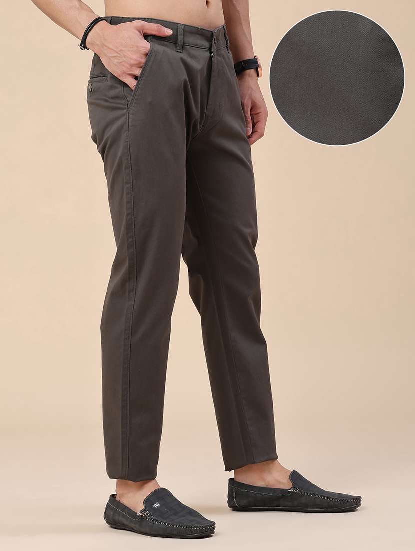 Men Solid Mid Rise Chinos Casual Trouser - 22464436 -  Standard Image - 3