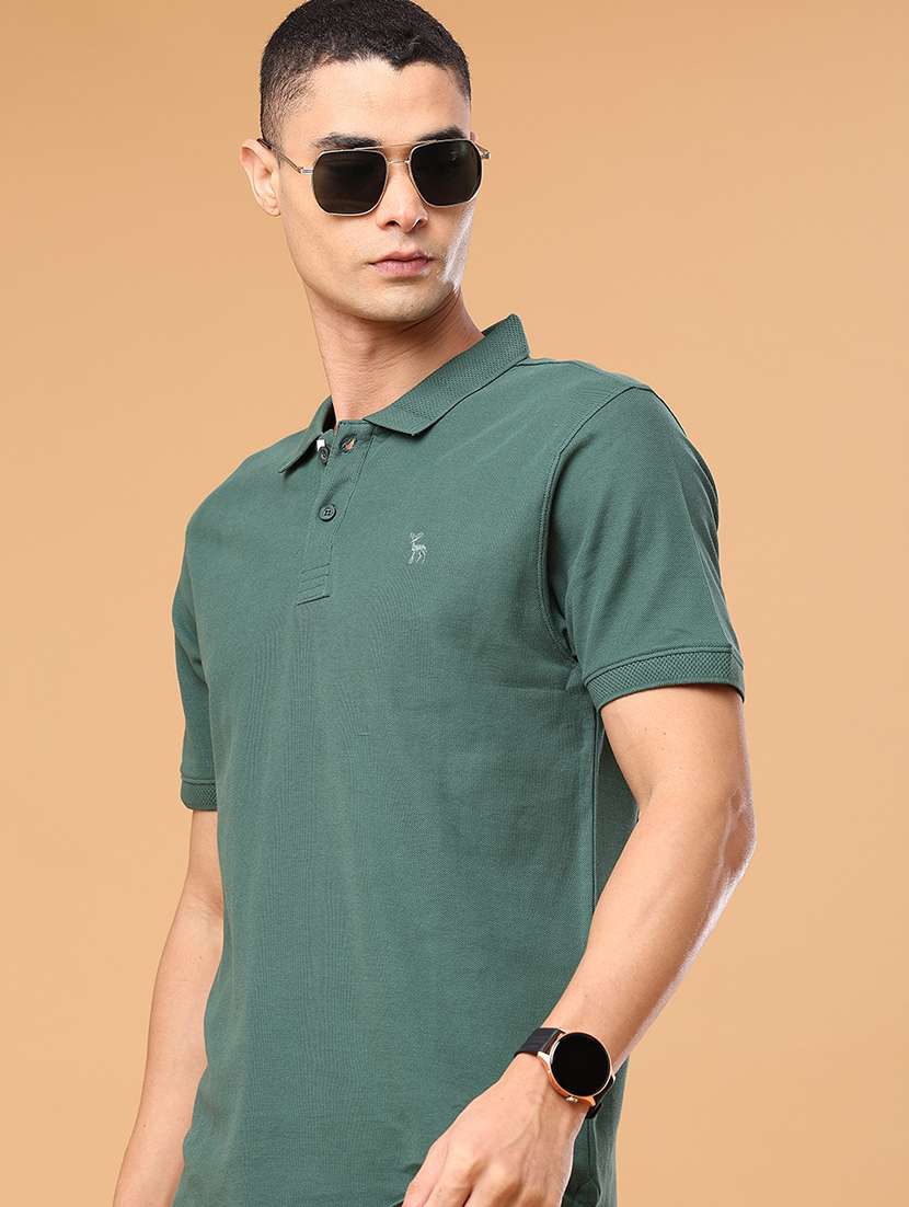 men solid short sleeve regular fit polo t-shirt