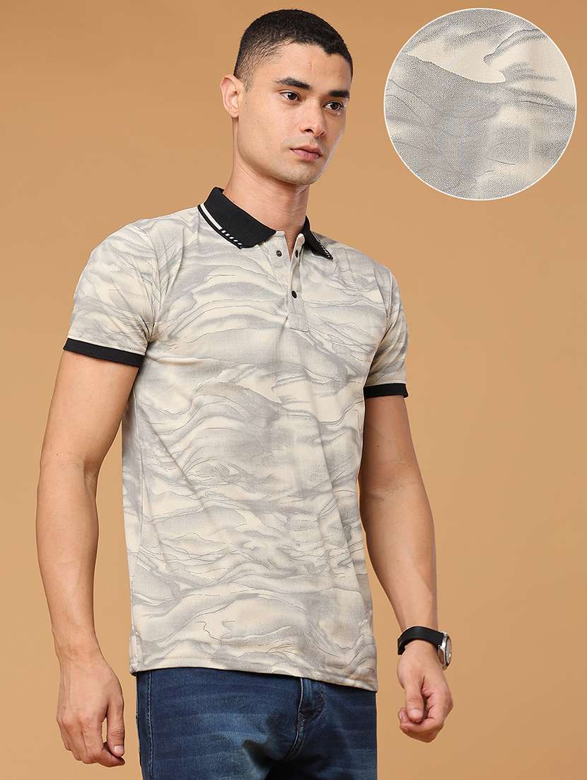 Men Printed Short Sleeve Regular Fit Polo T-shirt - 22464523 -  Standard Image - 3