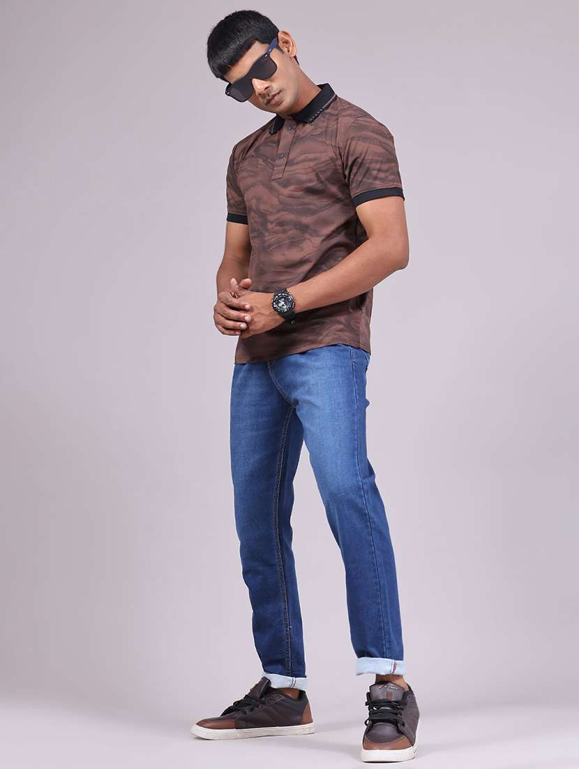 Men Printed Short Sleeve Regular Fit Polo T-shirt - 22464527 -  Standard Image - 5