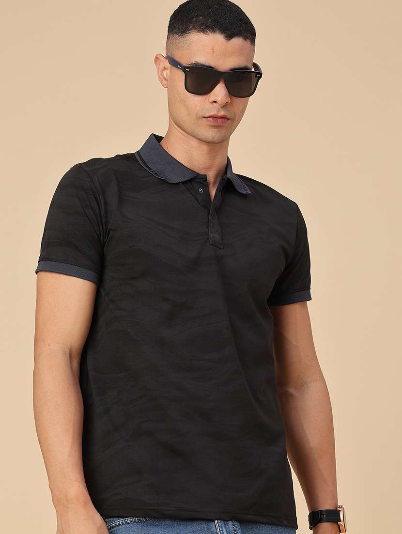 men printed short sleeve regular fit polo t-shirt