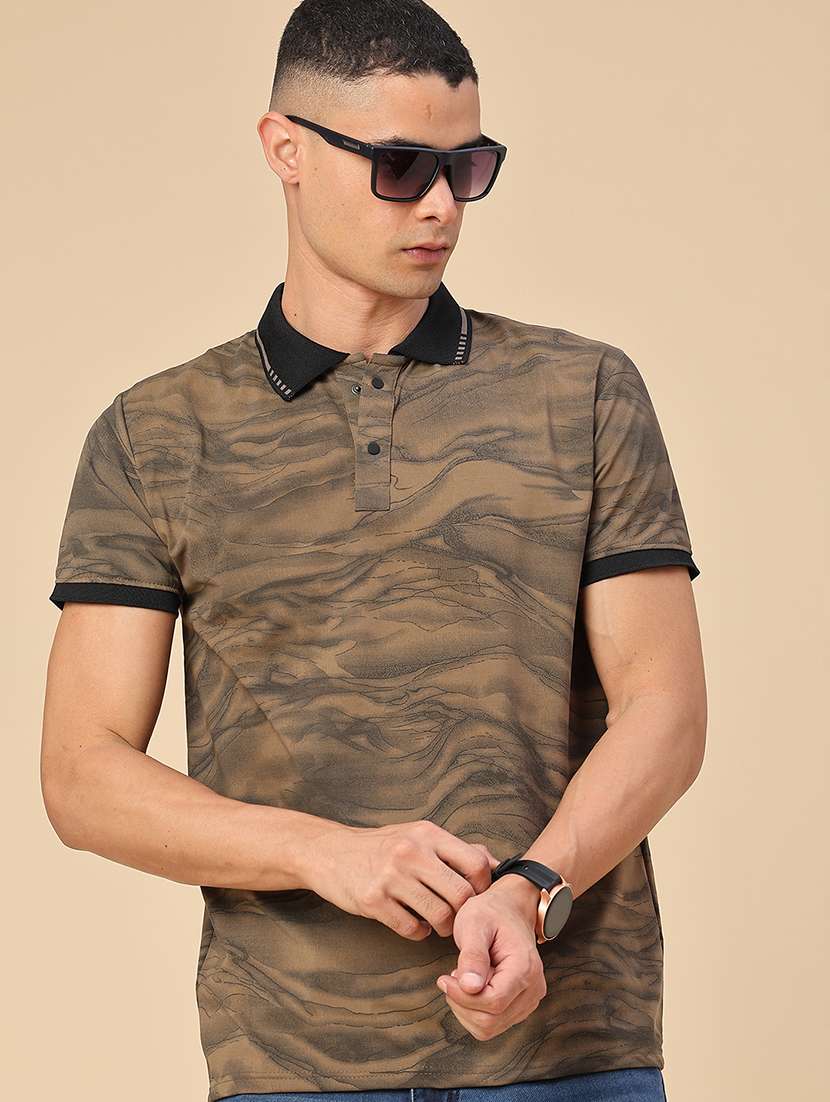 men printed short sleeve regular fit polo t-shirt