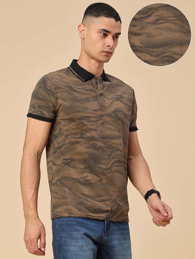 Men Printed Short Sleeve Regular Fit Polo T-shirt - 22464531 -  Standard Image - 3
