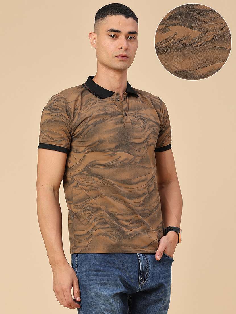 Men Printed Short Sleeve Regular Fit Polo T-shirt - 22464532 -  Standard Image - 3