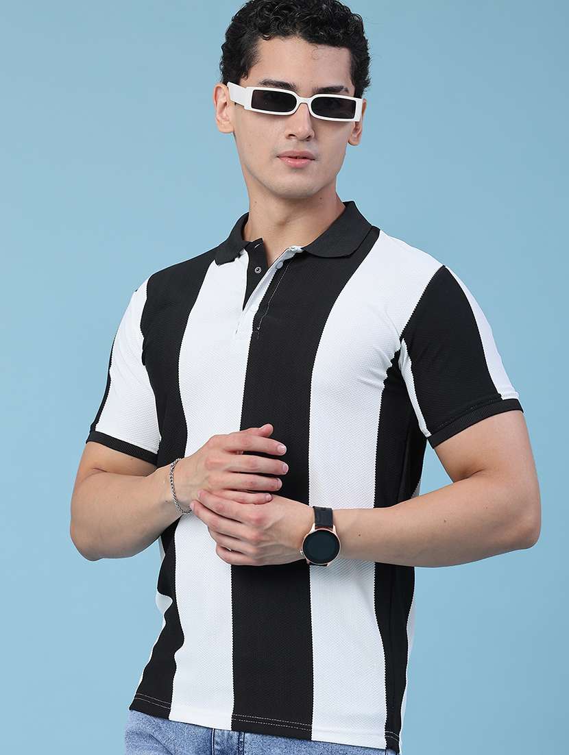 men color block short sleeve slim fit polo t-shirt