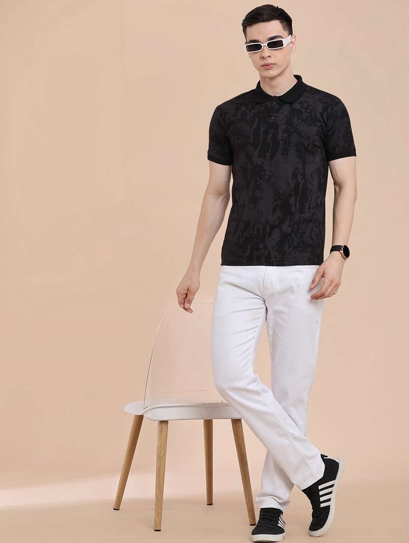 men printed short sleeve slim fit polo t-shirt - 22464592 -  Standard Image - 5