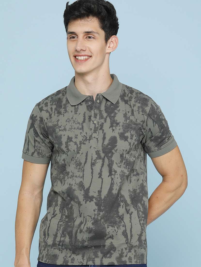 men printed short sleeve regular fit polo t-shirt