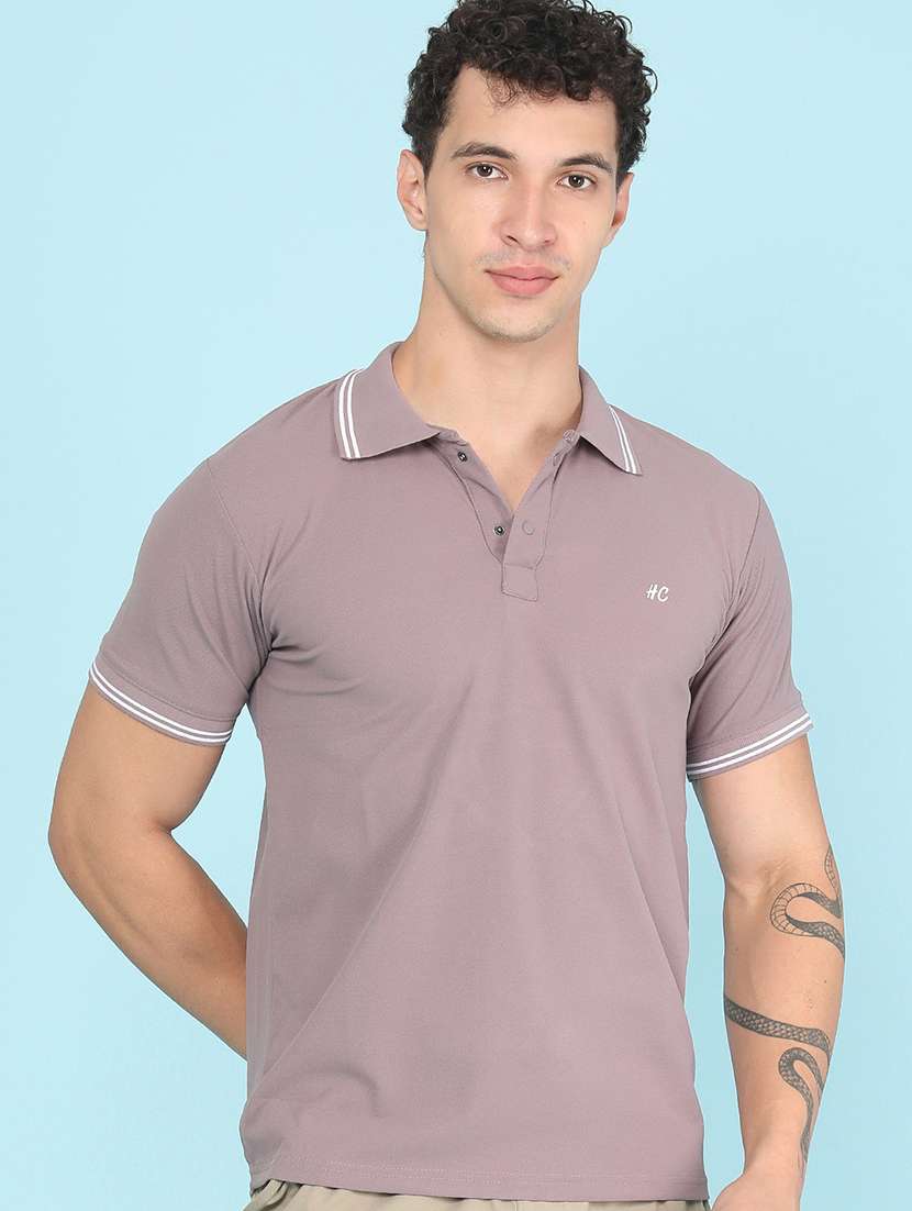men solid short sleeve regular fit polo t-shirt
