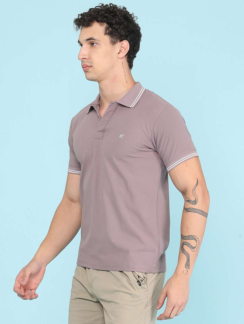 Men Solid Short Sleeve Regular Fit Polo T-shirt - 22464607 -  Standard Image - 3