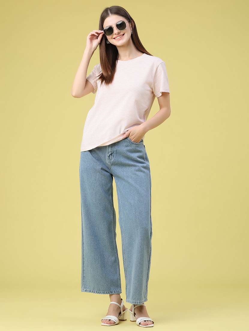 women solid high rise wide leg jeans - 22464662 -  Standard Image - 5