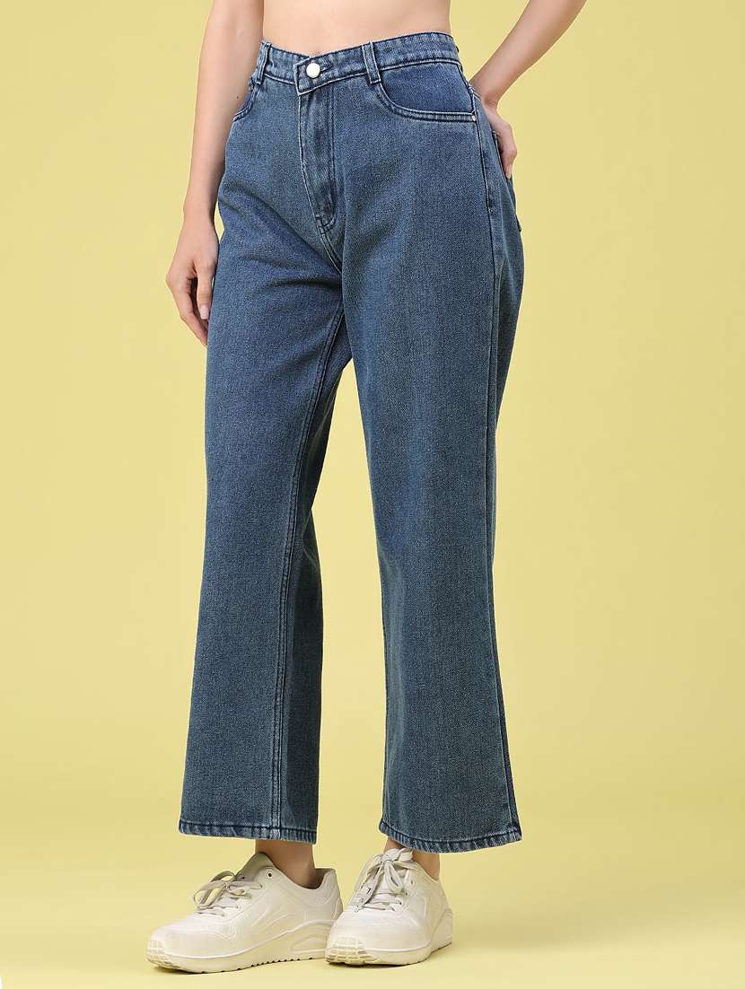 women solid high rise wide leg jeans - 22464663 -  Standard Image - 3