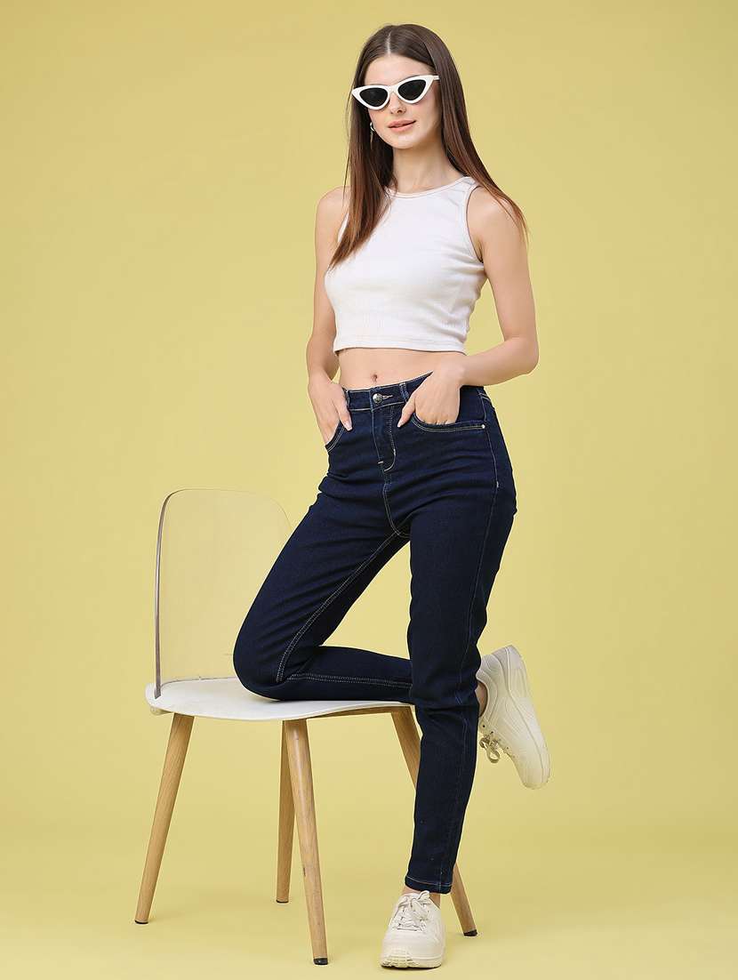 women solid high rise slim fit jeans - 22464676 -  Standard Image - 5