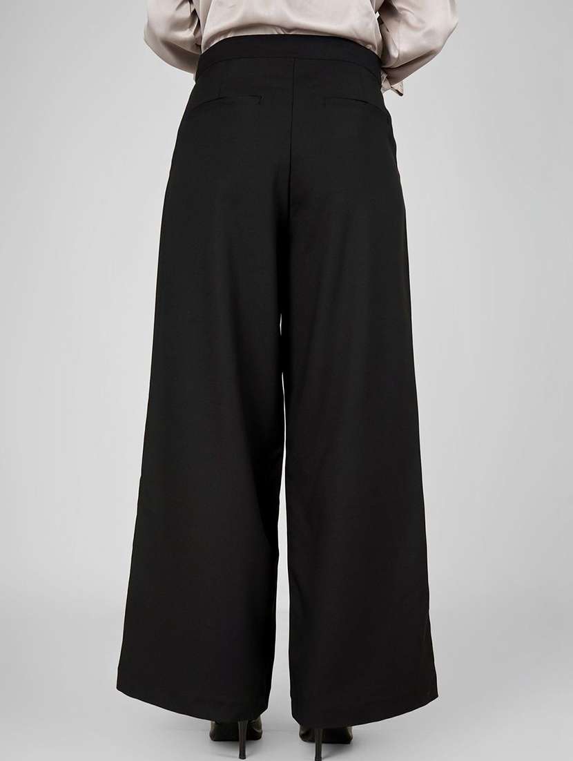 women black polyester wide leg trouser - 22464769 -  Standard Image - 3