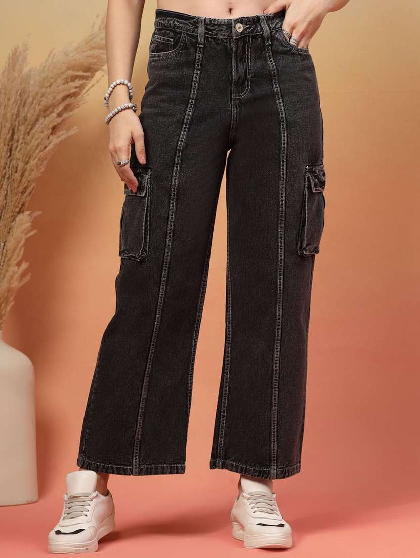 women grey denim jeans