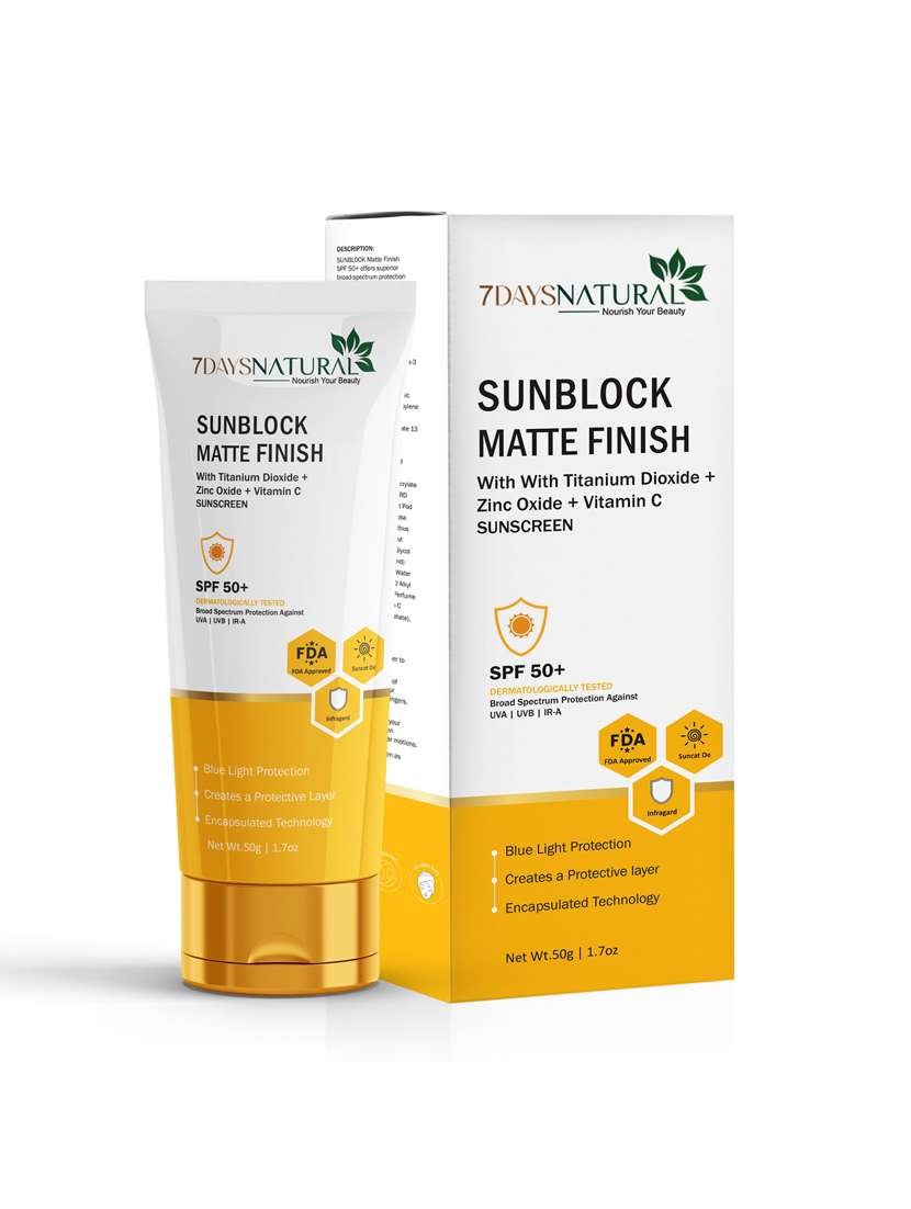 7daysnatural spf 50+ sunblock cream for men & women 50g