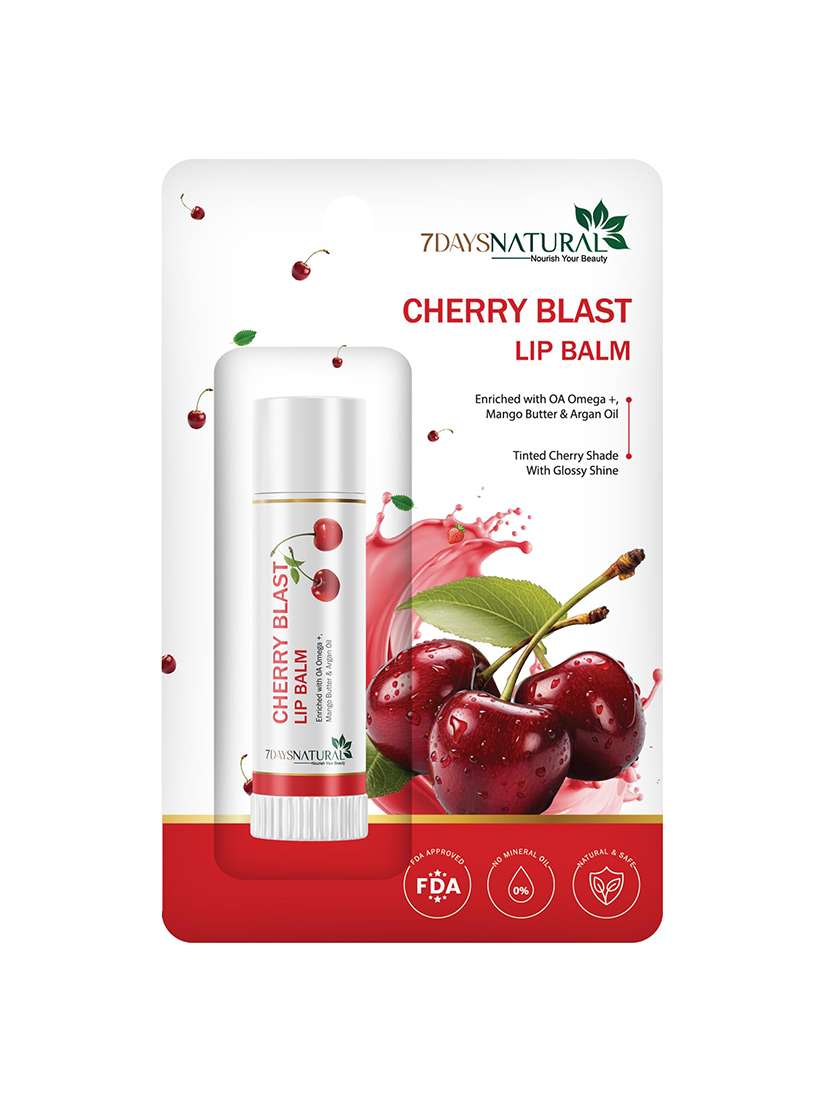 7daysnatural cherry blast lip balm for deep nourishment & soft lips