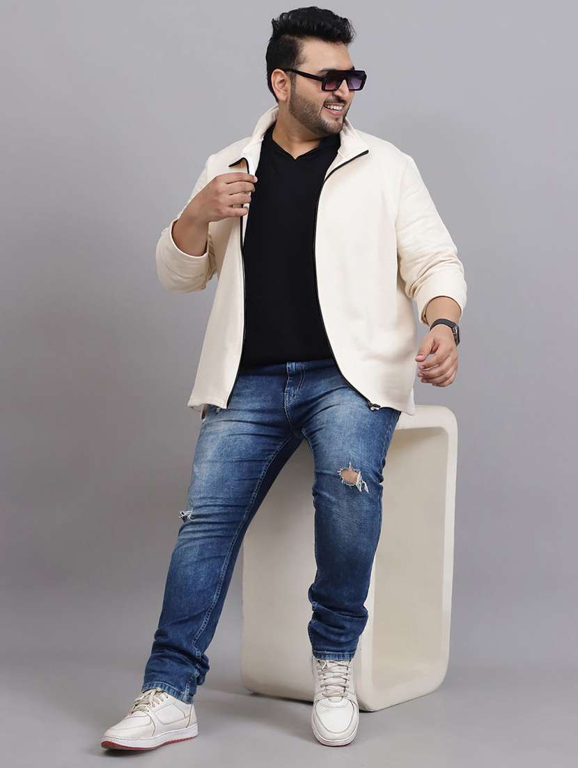 men beige cotton blend casual jacket - 22464872 -  Standard Image - 3